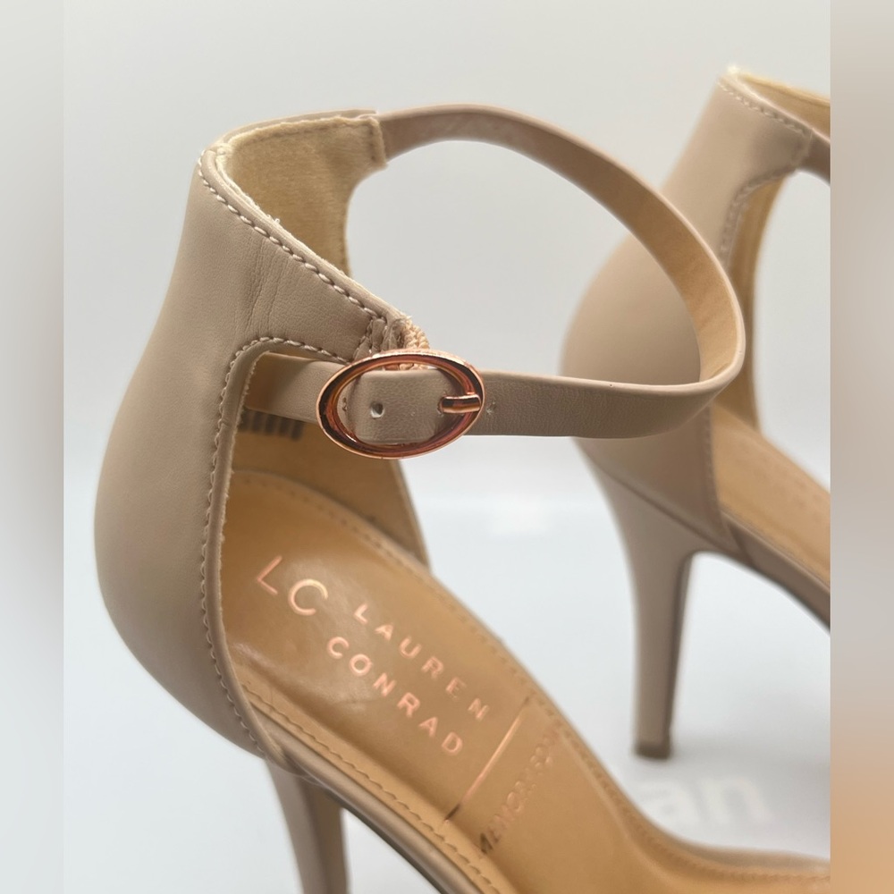 LC Lauren Conrad Women’s Fahnny Two-Piece Nude Ankle Strap Heels Size 7 1/2 M - Picture 8 of 10